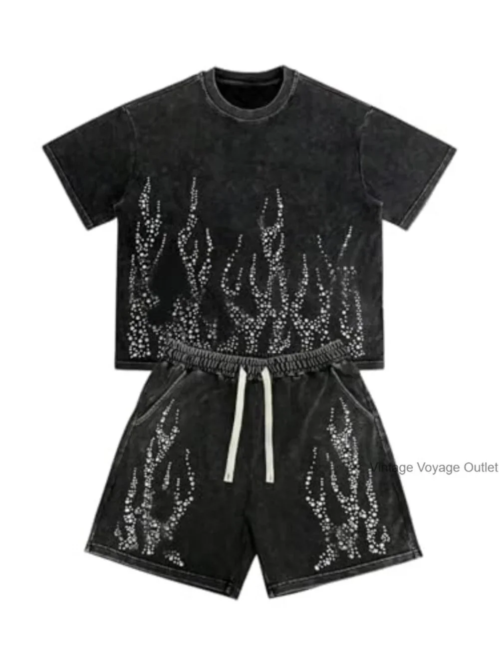 Men's 2-Piece Vintage Y2K Graphic T-Shirt & Drawstring Shorts Set